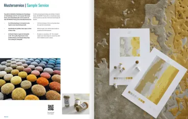 „Katalogseite mit angewandten Fertigungstechniken der ICONS Kollektion – Cut-Loop, Relief, Carving, Matt-Glanz und Hoch-Tief für plastische Teppichgestaltung.“